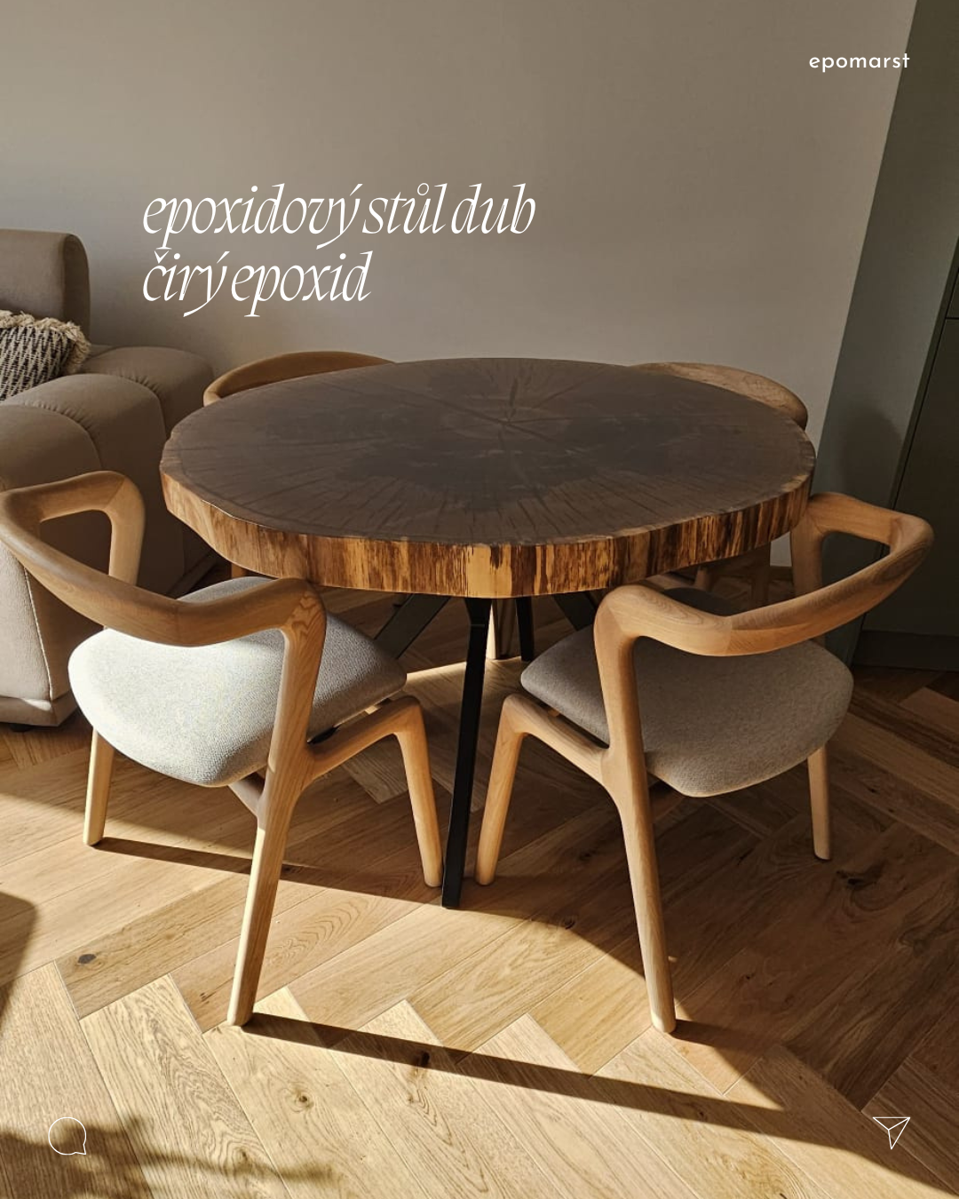 dubový epoxidový stůl, čirá pryskyřice